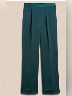 Banana Republic Satin Teal Wide-Leg Trouser S